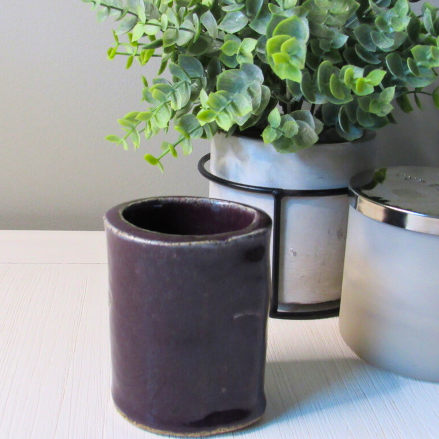 Aubergine Ceramic Pen Holder