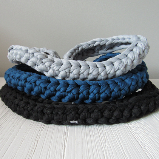 Woven Halo Headband in grey, black and navy